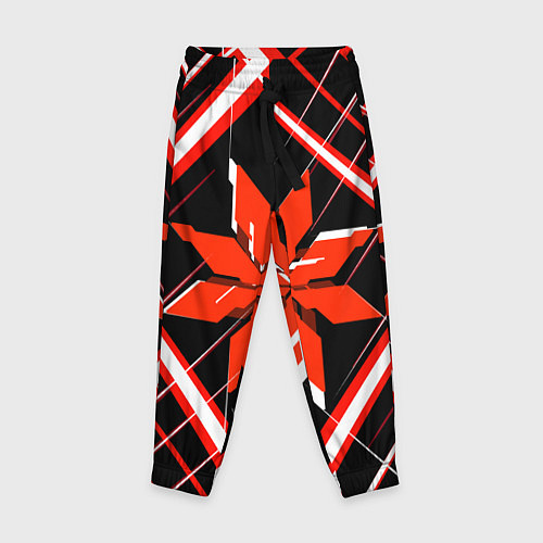 Детские брюки Красно-белая звезда и полосы на чёрном фоне / 3D-принт – фото 1