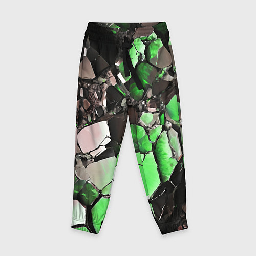 Детские брюки Чёрно-зелёный камень / 3D-принт – фото 1