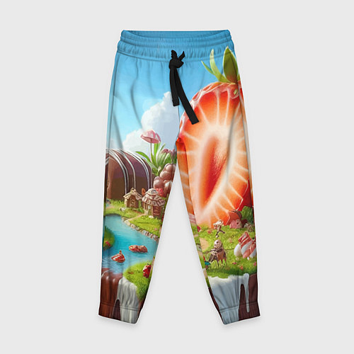 Детские брюки Клубничная планета - нейроарт фантазия / 3D-принт – фото 1