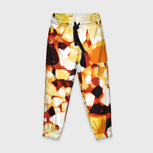 Детские брюки Жёлто-белая абстракция на чёрном фоне / 3D-принт – фото 1