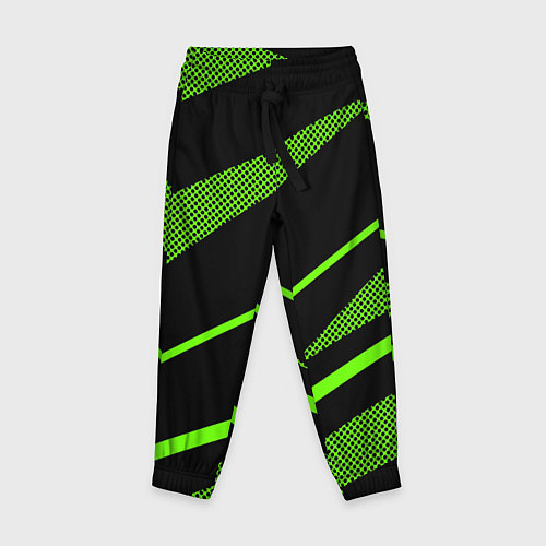 Детские брюки Чёрно-зелёный абстрактные полосы / 3D-принт – фото 1