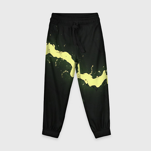Детские брюки Желтая трещина на черном / 3D-принт – фото 1