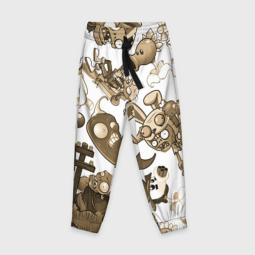Детские брюки Растения против зомби в бежевых тонах / 3D-принт – фото 1