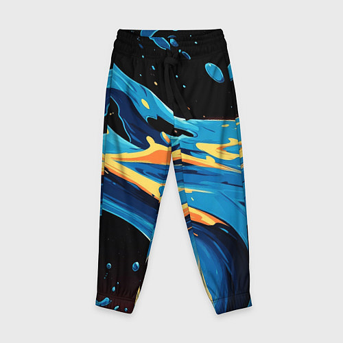 Детские брюки Синяя волна из красок / 3D-принт – фото 1