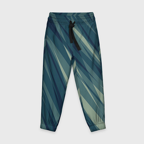 Детские брюки Зеленовато-синий полосы / 3D-принт – фото 1