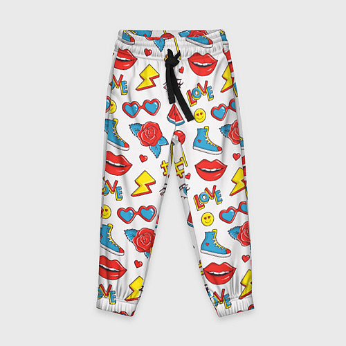 Детские брюки Паттерн с яркими молодежными стикерами / 3D-принт – фото 1