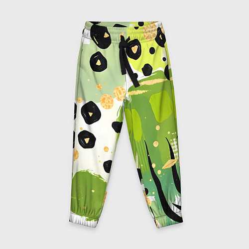 Детские брюки Зеленый анималистичный паттерн / 3D-принт – фото 1