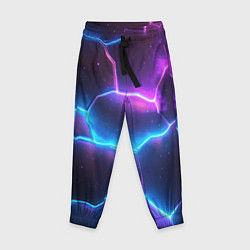 Брюки детские Синие и фиолетовые молнии в разломе, цвет: 3D-принт