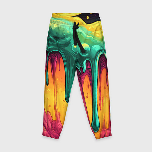 Детские брюки Зелено-оранжевая клякса / 3D-принт – фото 1