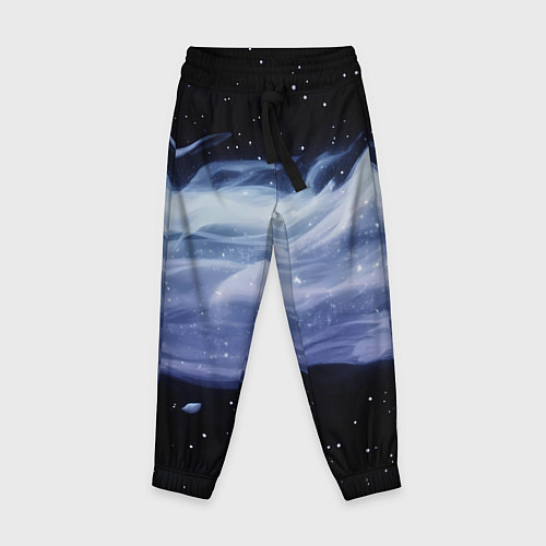 Детские брюки Синяя волна в космосе - текстура / 3D-принт – фото 1