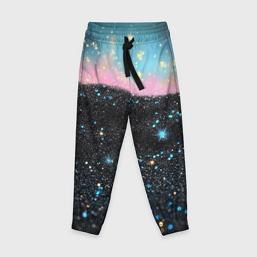 Детские брюки Блестящая текстура на черном / 3D-принт – фото 1