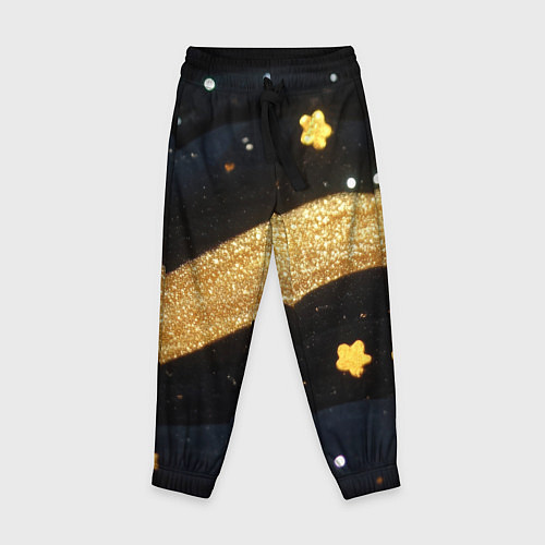 Детские брюки Золотые волны текстура / 3D-принт – фото 1