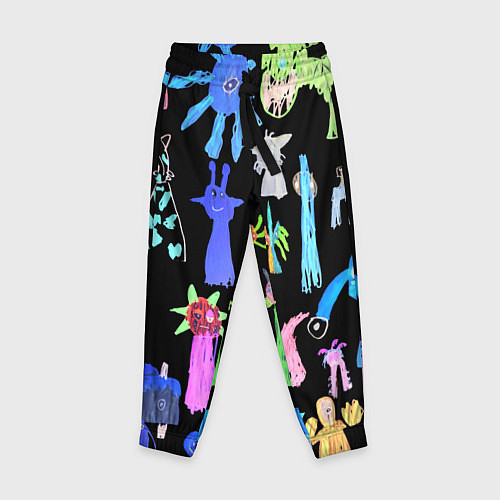 Детские брюки Яркие монстры на черном фоне / 3D-принт – фото 1