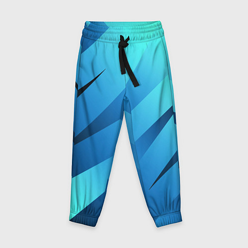 Детские брюки Сине-голубой абстрактные полосы / 3D-принт – фото 1