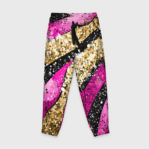 Детские брюки Розовые и золотые полосы - текстура / 3D-принт – фото 1