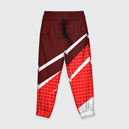 Детские брюки Красно-белый абстрактный с полосами / 3D-принт – фото 1