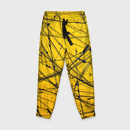 Детские брюки Черные штрихи на желтом / 3D-принт – фото 1