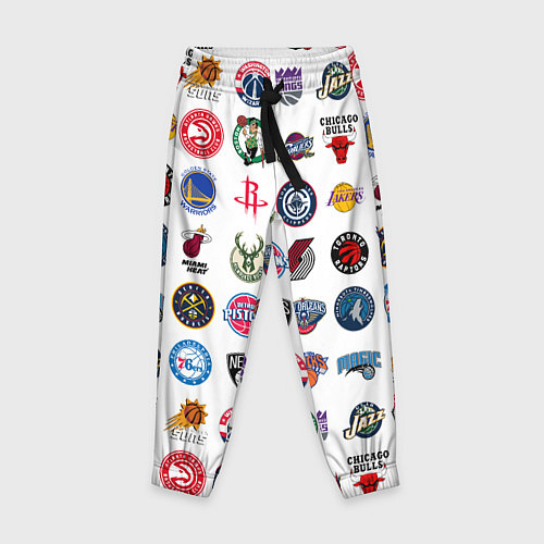 Детские брюки Команды НБА на белом фоне / 3D-принт – фото 1