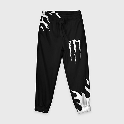 Детские брюки Monster energy белый огонь / 3D-принт – фото 1