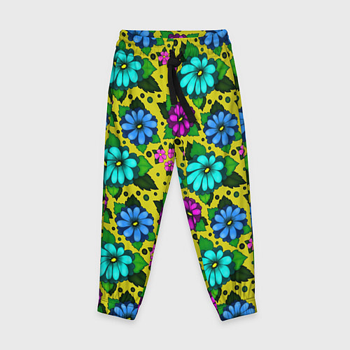 Детские брюки Паттерн незатейливые цветочки / 3D-принт – фото 1