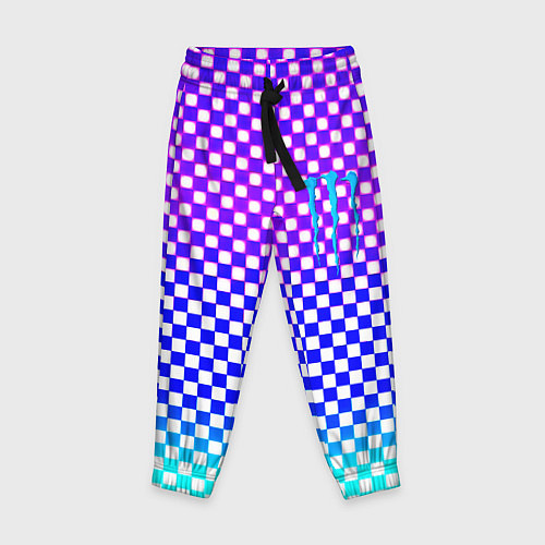Детские брюки Monster шахматная клетка градиент / 3D-принт – фото 1