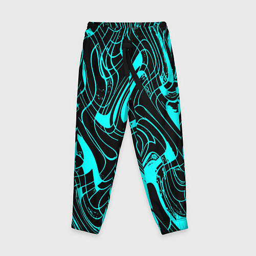 Детские брюки Чёрно-голубой абстрактные линии / 3D-принт – фото 1