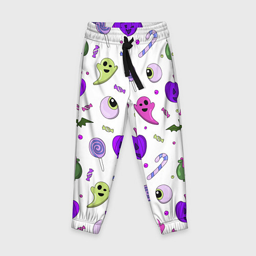 Детские брюки Halloween purple pumpkin pattern / 3D-принт – фото 1