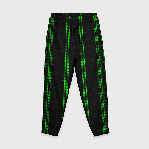 Детские брюки Color black cage green stripes / 3D-принт – фото 1