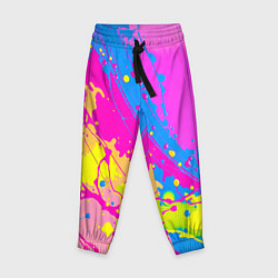 Брюки детские Яркая абстракция из розовых и голубых красок, цвет: 3D-принт