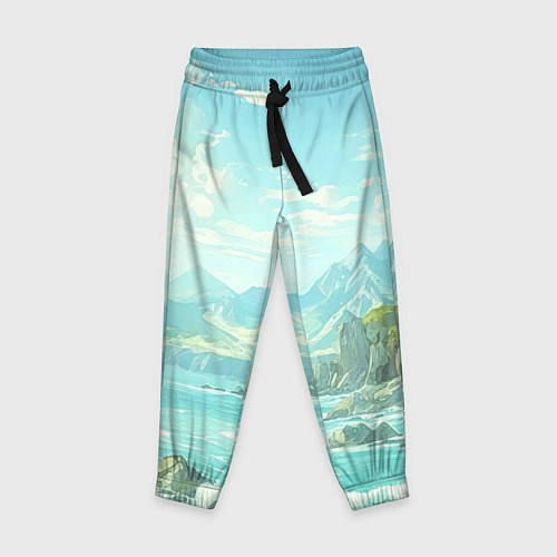 Детские брюки Художественный берег со скалами / 3D-принт – фото 1