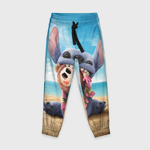 Детские брюки Стич на пляже / 3D-принт – фото 1
