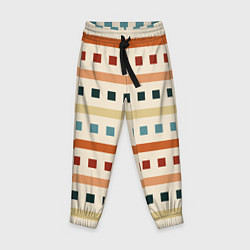 Брюки детские Пиксели и полосы орнамент осенний рябиновый, цвет: 3D-принт