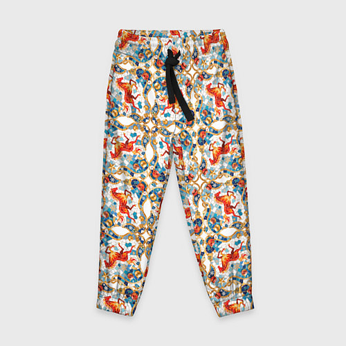 Детские брюки Орнамент с лошадью - символом Нового 2026 года / 3D-принт – фото 1