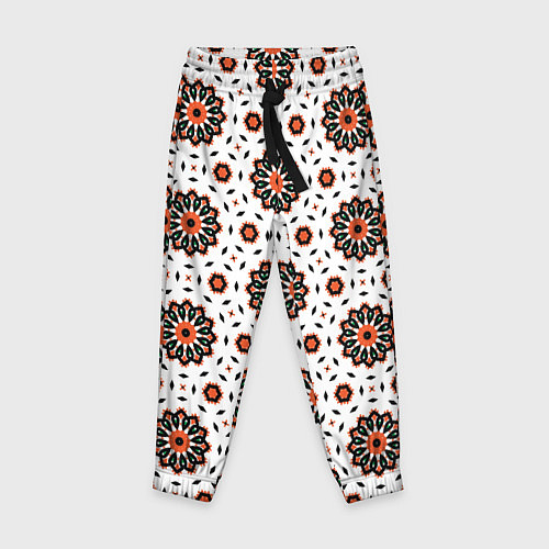 Детские брюки Геометрические цветы на белом / 3D-принт – фото 1