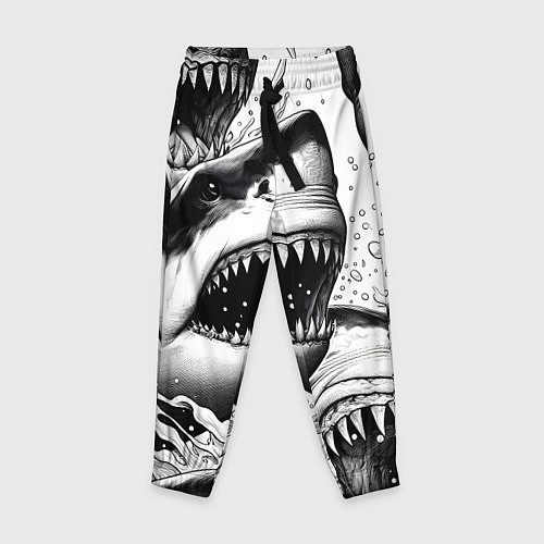 Детские брюки Белая акула - стая / 3D-принт – фото 1