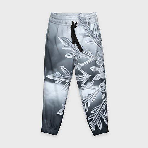 Детские брюки Снежинка на черно белое / 3D-принт – фото 1