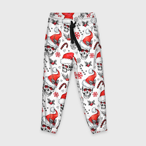 Детские брюки Новогодние черепа / 3D-принт – фото 1