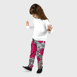 Брюки детские Розовые смайлы граффити, цвет: 3D-принт — фото 2