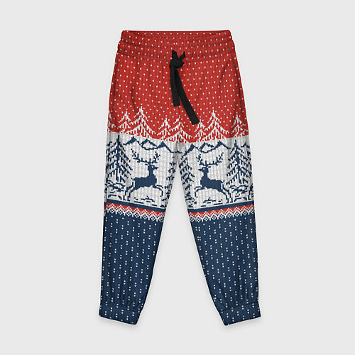 Детские брюки Вязаный узор с оленями / 3D-принт – фото 1