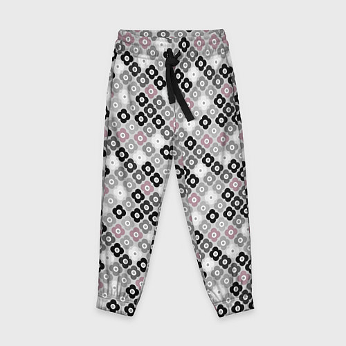 Детские брюки Цветочный серо-розовый узор ретро / 3D-принт – фото 1