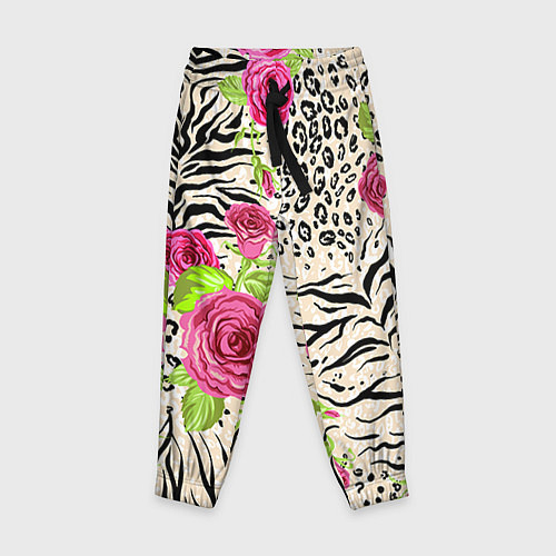 Детские брюки Цветочная шкура зебры / 3D-принт – фото 1