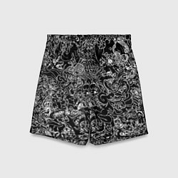 Детские шорты Монстры черно-белый паттерн