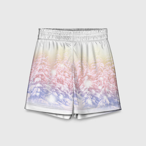 Детские шорты Зимний лес / 3D-принт – фото 1