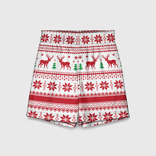Детские шорты Новогодние олени / 3D-принт – фото 1