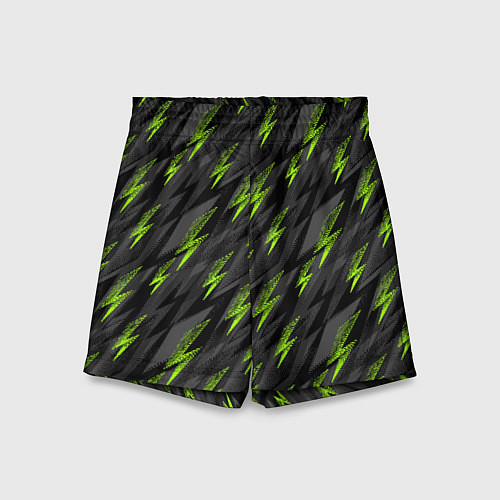 Детские шорты Зеленые молнии паттерн / 3D-принт – фото 1