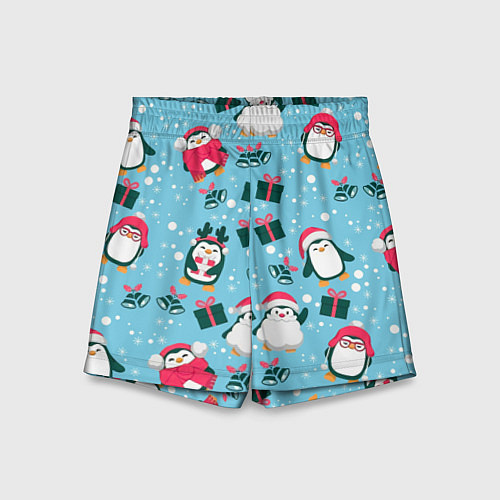 Детские шорты Новогодние Пингвины / 3D-принт – фото 1