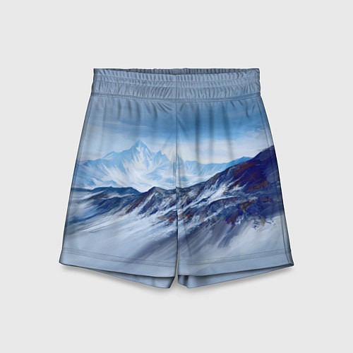 Детские шорты Серо-голубые горы / 3D-принт – фото 1