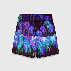 Шорты детские Неоновые медузы, цвет: 3D-принт