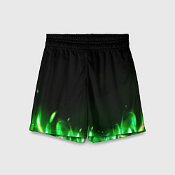 Шорты детские Зеленый огонь, цвет: 3D-принт