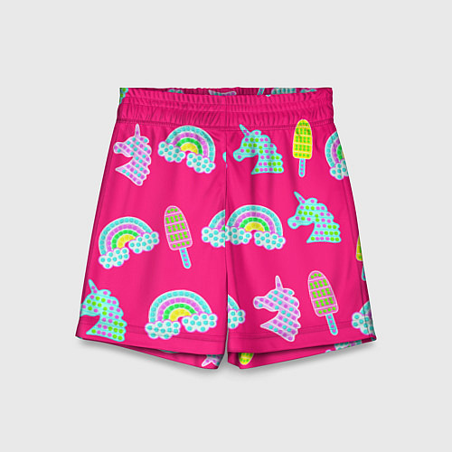 Детские шорты Pop it радуга и единорог / 3D-принт – фото 1